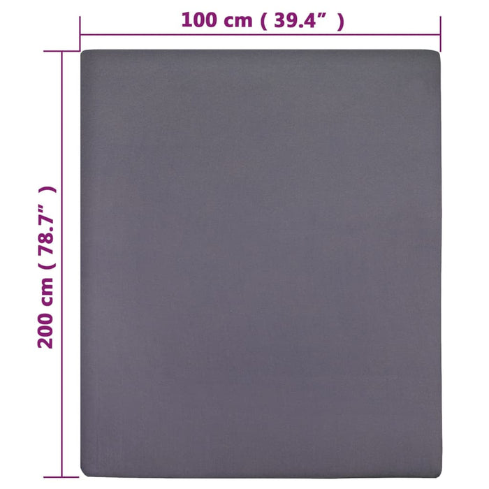 Cearșaf de pat cu elastic, antracit, 100x200 cm, bumbac - WALTI WALTI