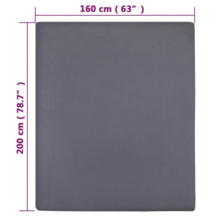 Cearșaf de pat cu elastic, antracit, 160x200 cm, bumbac - WALTI WALTI