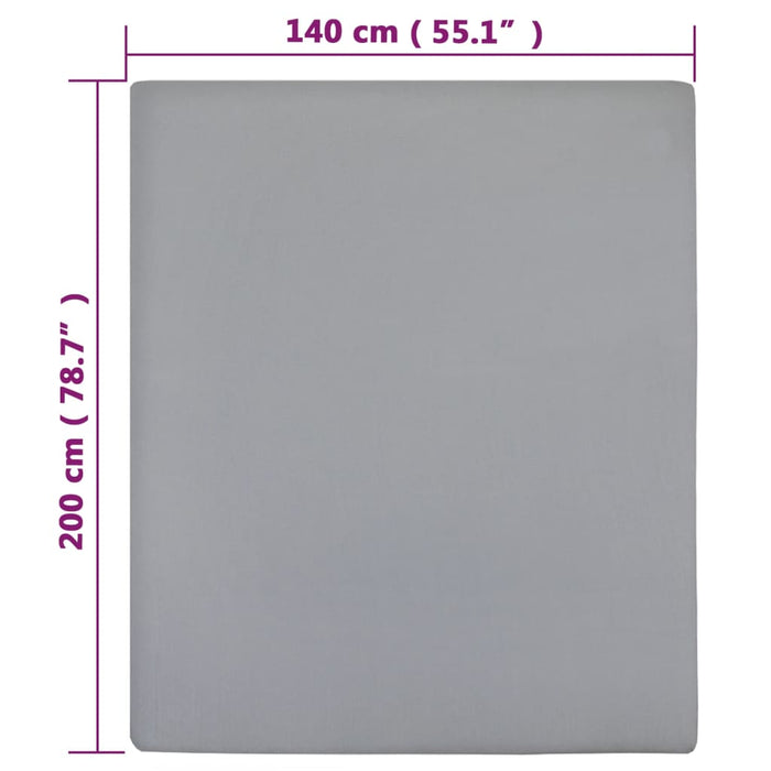 Cearșaf de pat cu elastic, gri, 140x200 cm, bumbac - WALTI WALTI