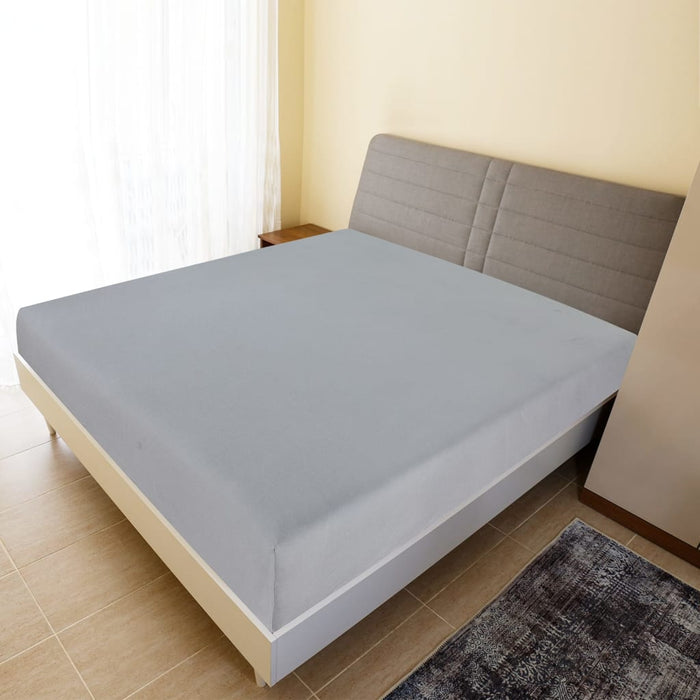 Cearșaf de pat cu elastic, gri, 140x200 cm, bumbac - WALTI WALTI