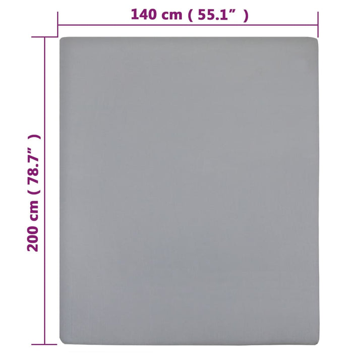 Cearșaf de pat cu elastic, 2 buc., gri, 140x200 cm, bumbac - WALTI WALTI