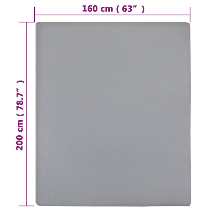 Cearșaf de pat cu elastic, gri, 160x200 cm, bumbac - WALTI WALTI