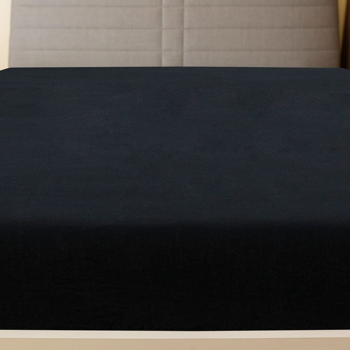 Cearșaf de pat cu elastic, negru, 90x200 cm, bumbac - WALTI WALTI