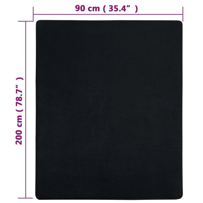 Cearșaf de pat cu elastic, negru, 90x200 cm, bumbac - WALTI WALTI