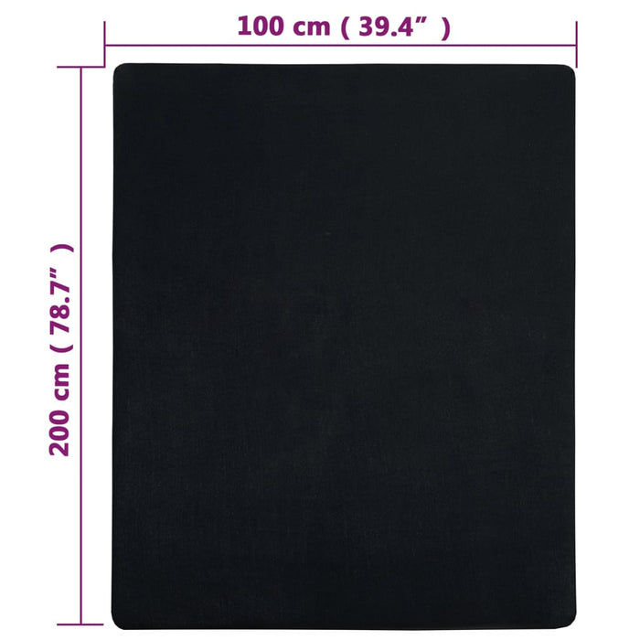 Cearșaf de pat cu elastic, negru, 100x200 cm, bumbac - WALTI WALTI