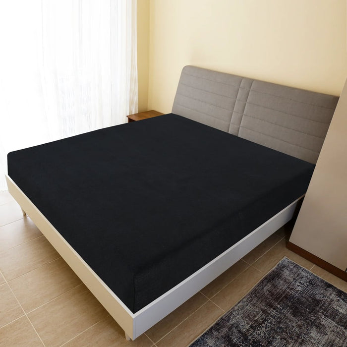 Cearșaf de pat cu elastic, negru, 100x200 cm, bumbac - WALTI WALTI