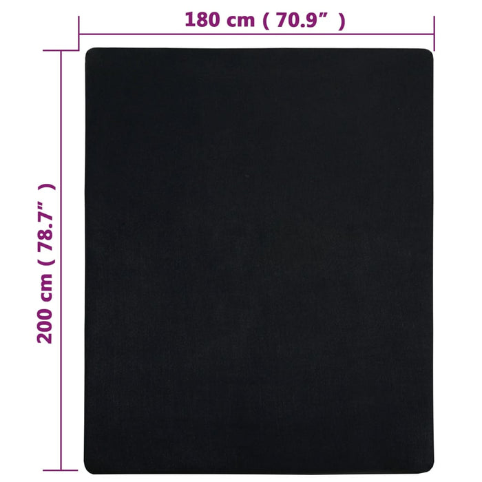 Cearșaf de pat cu elastic, 2 buc., negru, 180x200 cm, bumbac - WALTI WALTI