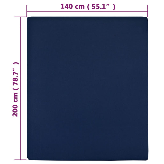 Cearșaf de pat cu elastic, bleumarin, 140x200 cm, bumbac - WALTI WALTI