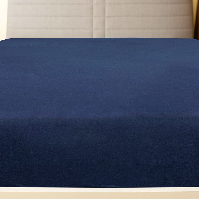 Cearșaf de pat cu elastic, 2 buc, bleumarin, 160x200 cm, bumbac - WALTI WALTI