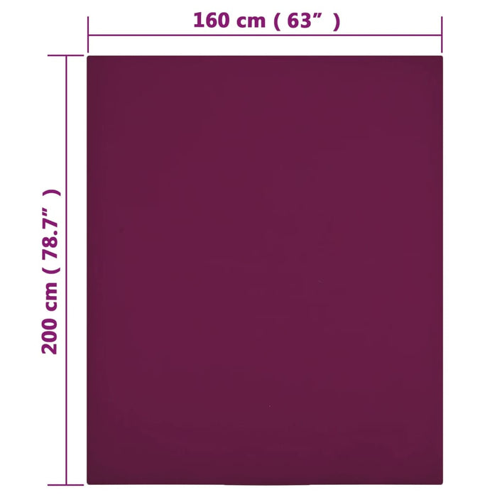Cearșaf de pat cu elastic, bordo, 160x200 cm, bumbac - WALTI WALTI