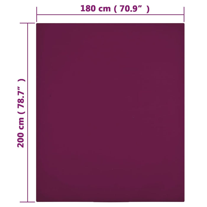 Cearșaf de pat cu elastic, bordo, 180x200 cm, bumbac - WALTI WALTI