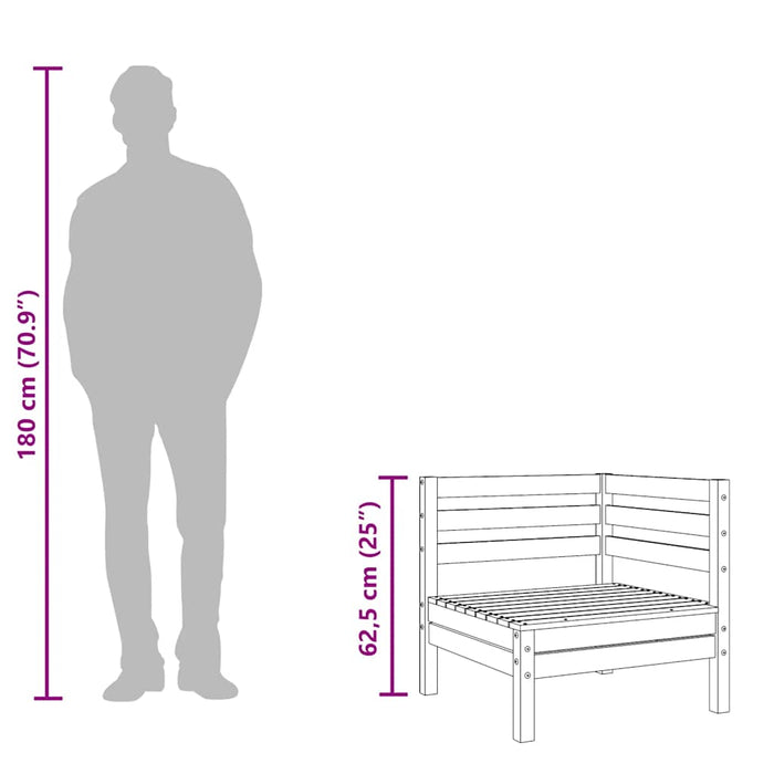 Canapea de colț pentru grădină, alb, lemn masiv de pin - WALTI WALTI