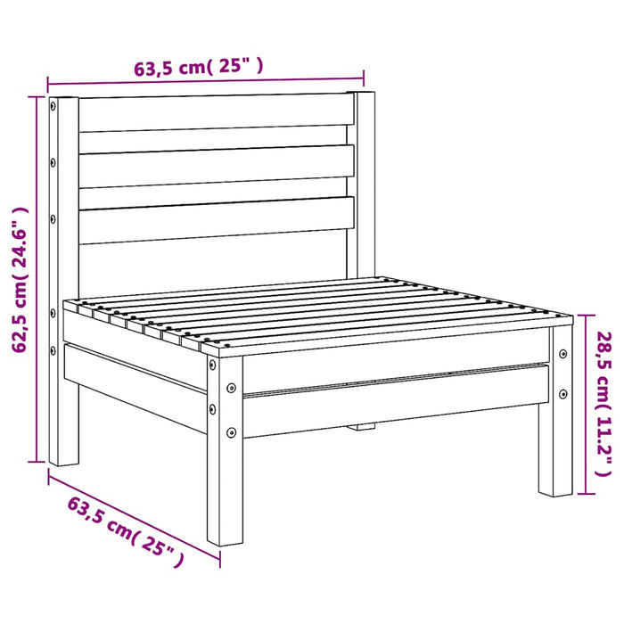 Canapea de mijloc pentru grădină, gri, lemn masiv de pin - WALTI WALTI