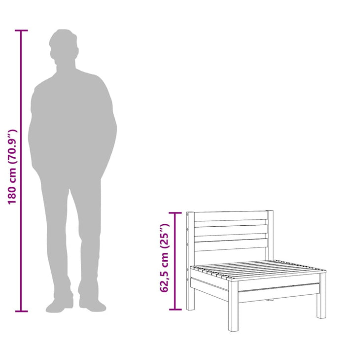 Canapele de mijloc pentru grădină, 2 buc., gri, lemn masiv pin - WALTI WALTI