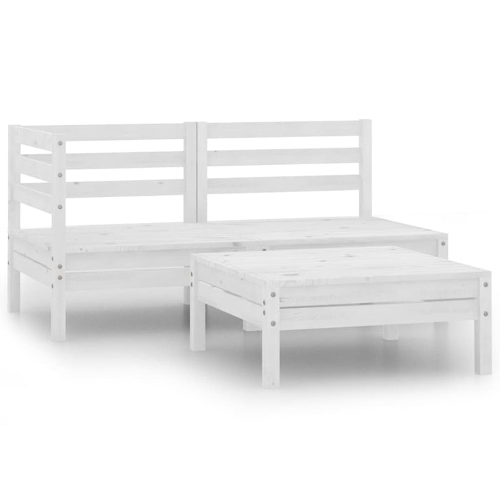 Set mobilier de grădină, 3 piese, alb, lemn masiv de pin WALTI