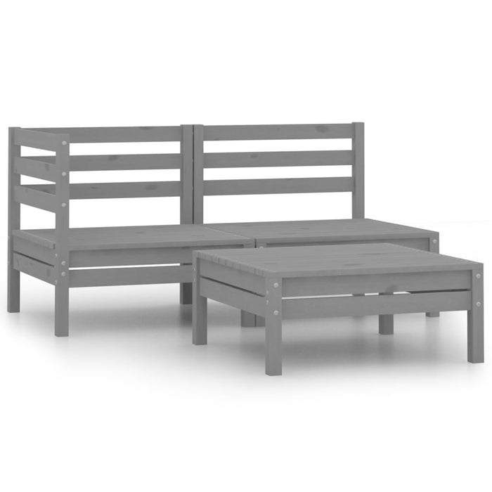 Set mobilier de grădină, 3 piese, gri, lemn masiv de pin WALTI