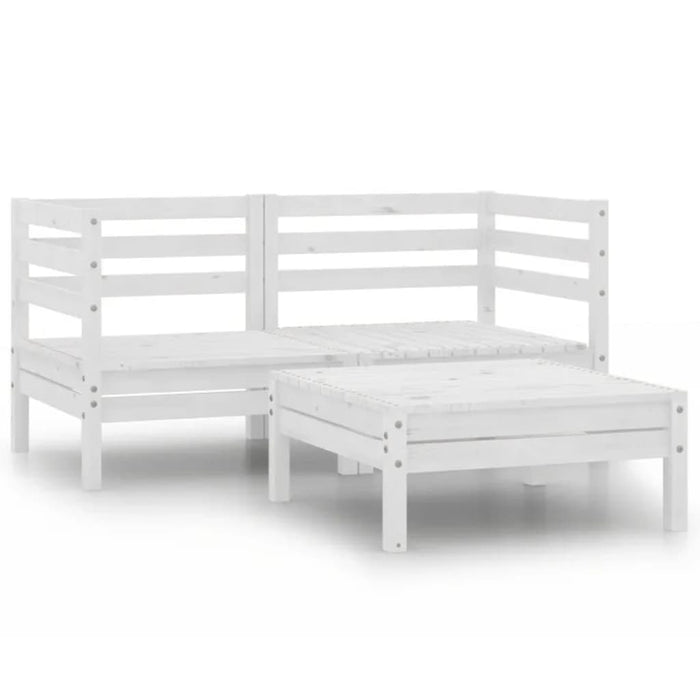 Set mobilier de grădină, 3 piese, alb, lemn masiv de pin WALTI
