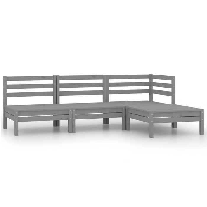 Set mobilier de grădină, 4 piese, gri, lemn masiv de pin WALTI