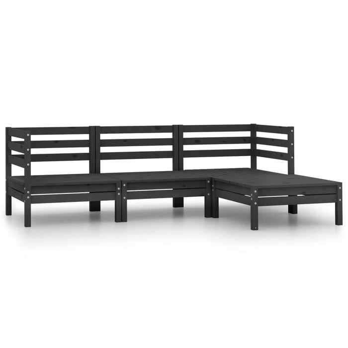 Set mobilier de grădină, 4 piese, negru, lemn masiv de pin - WALTI WALTI