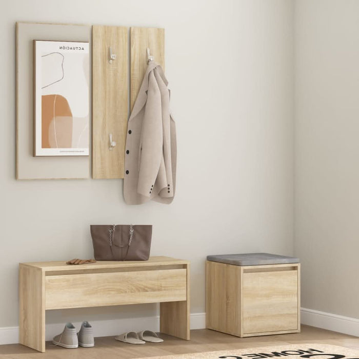 Set de mobilier pentru hol, stejar sonoma, lemn prelucrat - WALTI WALTI