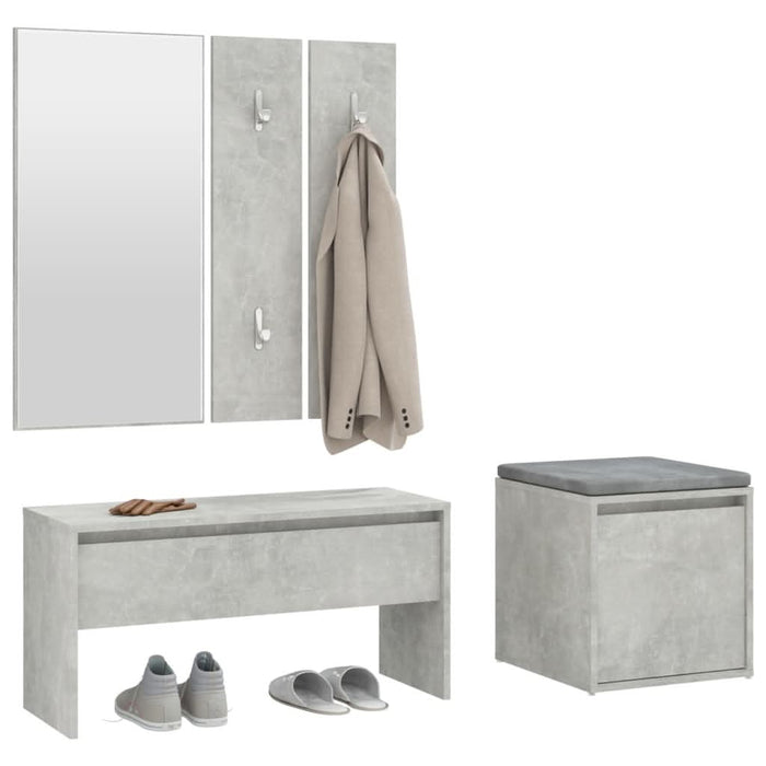 Set de mobilier pentru hol, gri beton, lemn prelucrat - WALTI WALTI