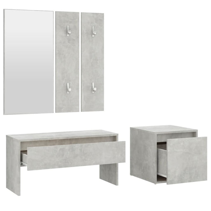 Set de mobilier pentru hol, gri beton, lemn prelucrat - WALTI WALTI