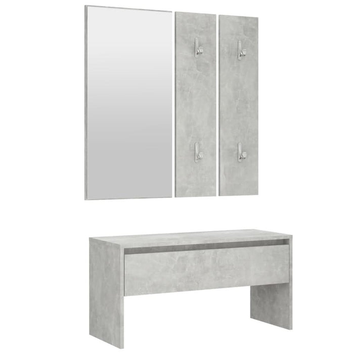 Set de mobilier pentru hol, gri beton, lemn prelucrat - WALTI WALTI