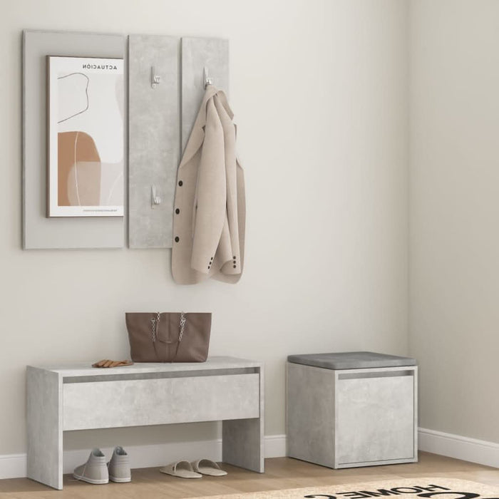 Set de mobilier pentru hol, gri beton, lemn prelucrat - WALTI WALTI