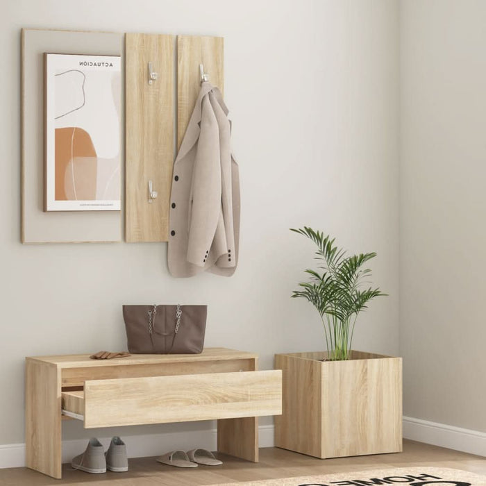 Set de mobilier pentru hol, stejar sonoma, lemn prelucrat - WALTI WALTI