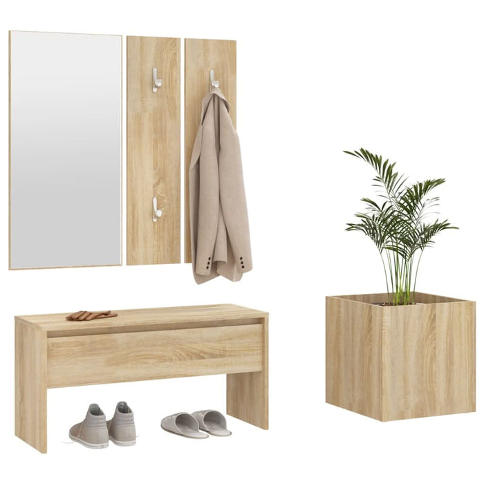 Set de mobilier pentru hol, stejar sonoma, lemn prelucrat - WALTI WALTI