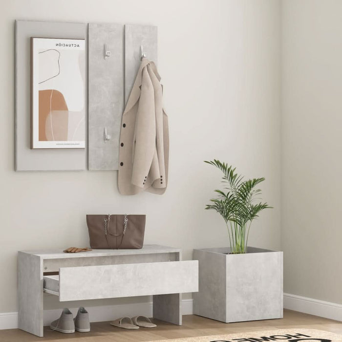 Set de mobilier pentru hol, gri beton, lemn prelucrat - WALTI WALTI
