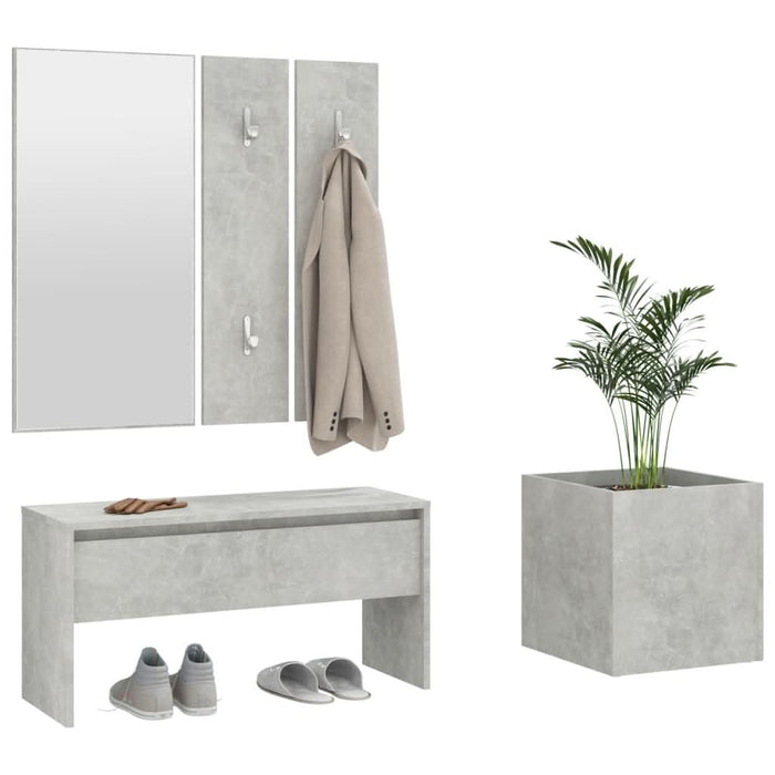 Set de mobilier pentru hol, gri beton, lemn prelucrat - WALTI WALTI