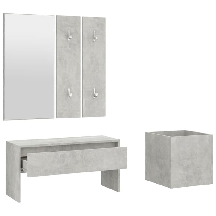 Set de mobilier pentru hol, gri beton, lemn prelucrat - WALTI WALTI