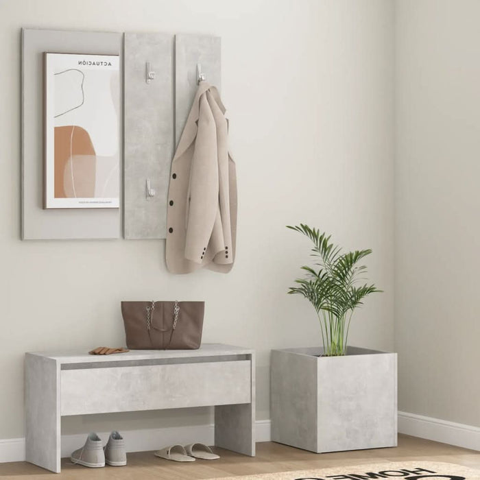 Set de mobilier pentru hol, gri beton, lemn prelucrat - WALTI WALTI
