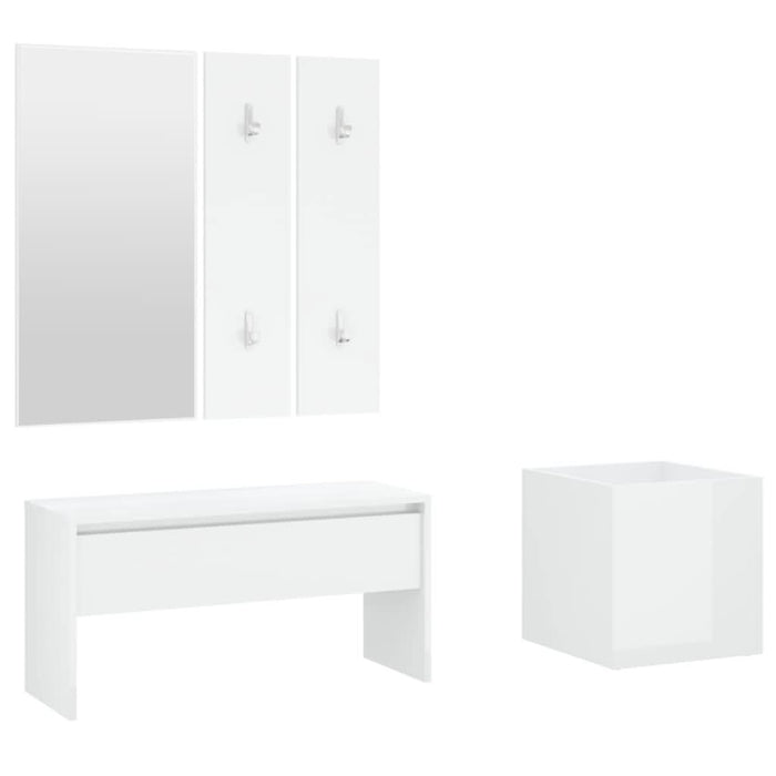 Set de mobilier pentru hol, alb extralucios, lemn prelucrat - WALTI WALTI