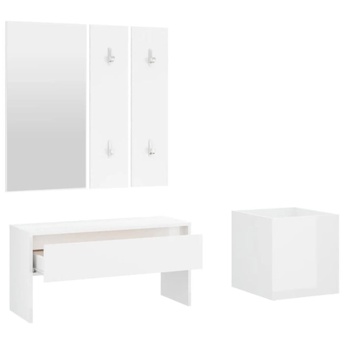 Set de mobilier pentru hol, alb extralucios, lemn prelucrat - WALTI WALTI