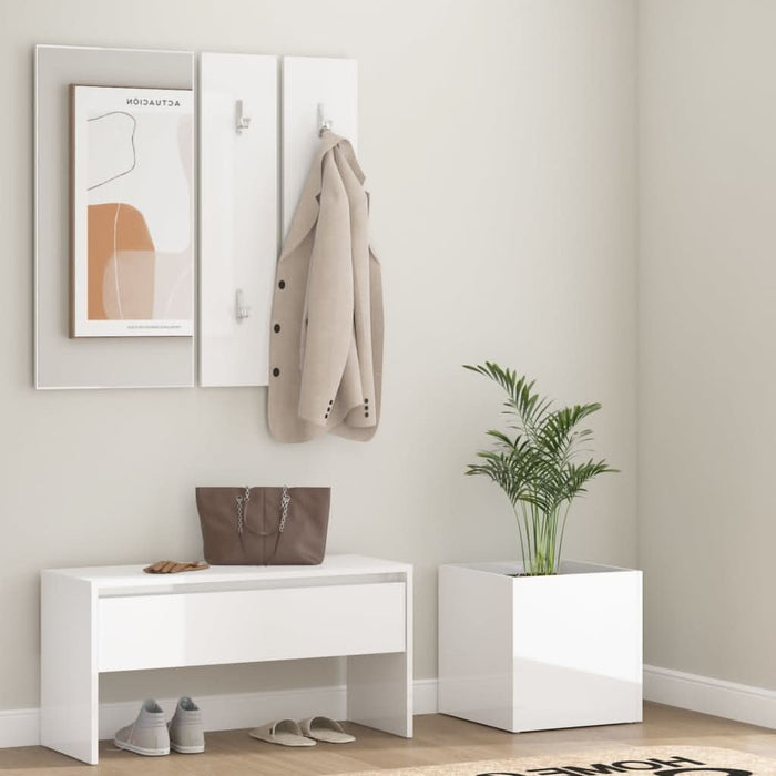 Set de mobilier pentru hol, alb extralucios, lemn prelucrat - WALTI WALTI