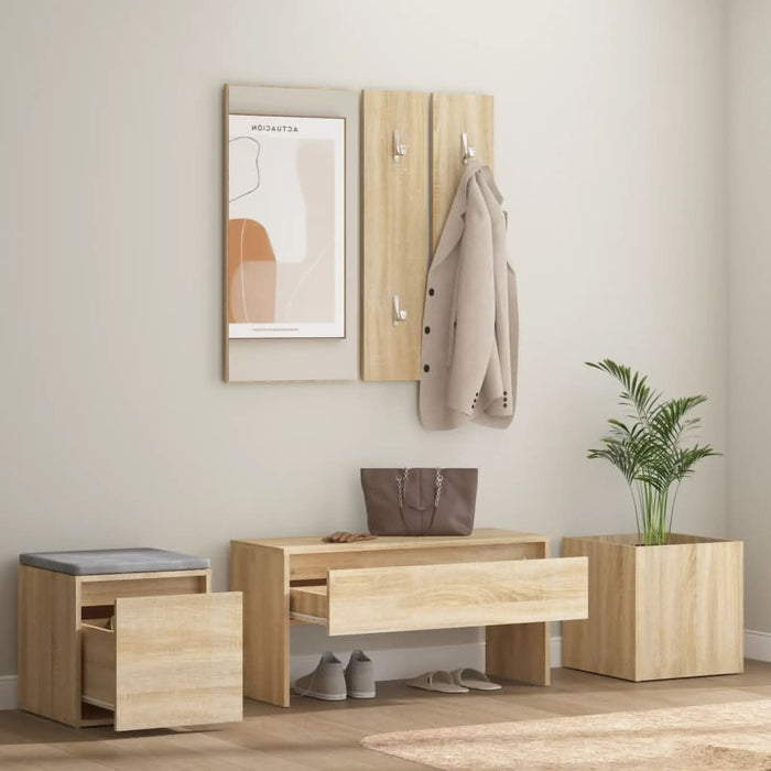 Set de mobilier pentru hol, stejar sonoma, lemn prelucrat - WALTI WALTI