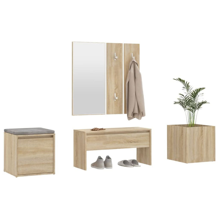 Set de mobilier pentru hol, stejar sonoma, lemn prelucrat - WALTI WALTI