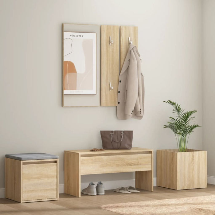 Set de mobilier pentru hol, stejar sonoma, lemn prelucrat - WALTI WALTI