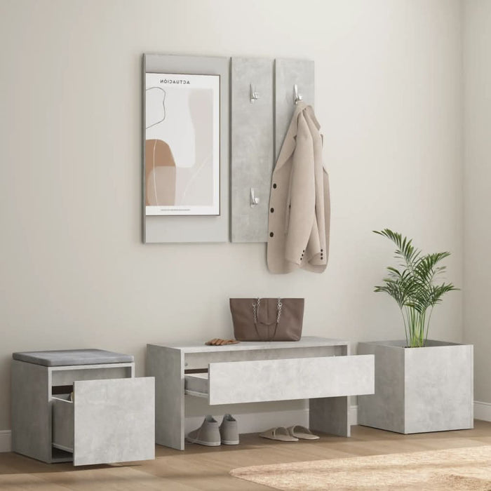Set de mobilier pentru hol, gri beton, lemn prelucrat - WALTI WALTI