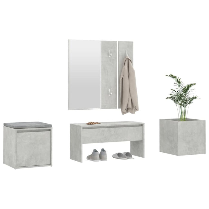 Set de mobilier pentru hol, gri beton, lemn prelucrat - WALTI WALTI
