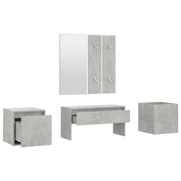 Set de mobilier pentru hol, gri beton, lemn prelucrat - WALTI WALTI