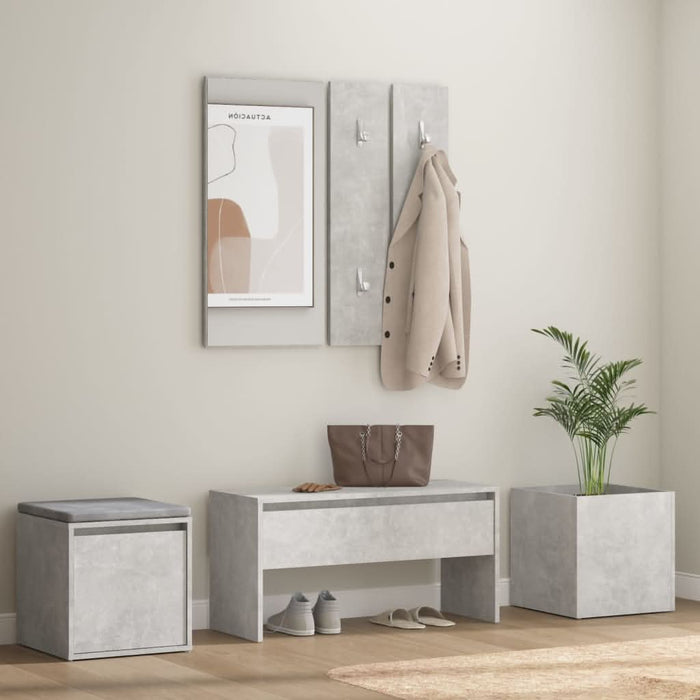 Set de mobilier pentru hol, gri beton, lemn prelucrat - WALTI WALTI