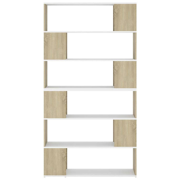 Bibliotecă/Separator cameră, alb/stejar sonoma, 100x24x188 cm WALTI