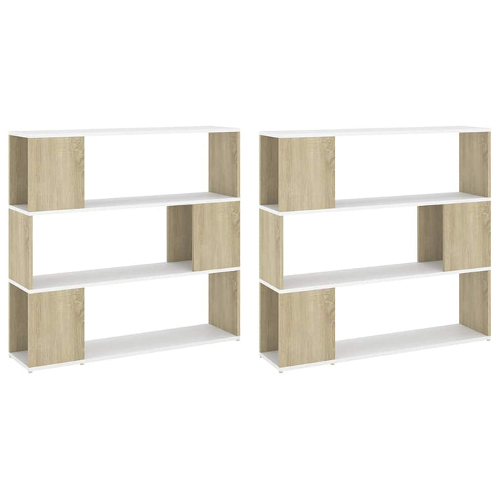 Bibliotecă/Separator cameră, alb/stejar sonoma, 100x24x188 cm WALTI