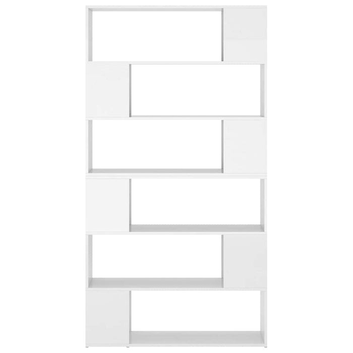 Bibliotecă/Separator cameră, alb extralucios, 100x24x188 cm WALTI