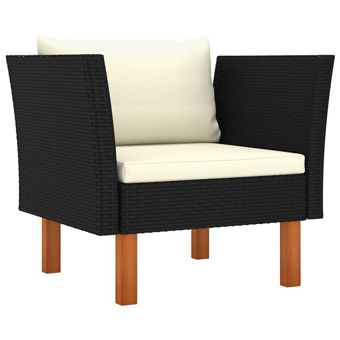 Set mobilier grădină, 6 piese, negru, poliratan/lemn eucalipt - WALTI WALTI