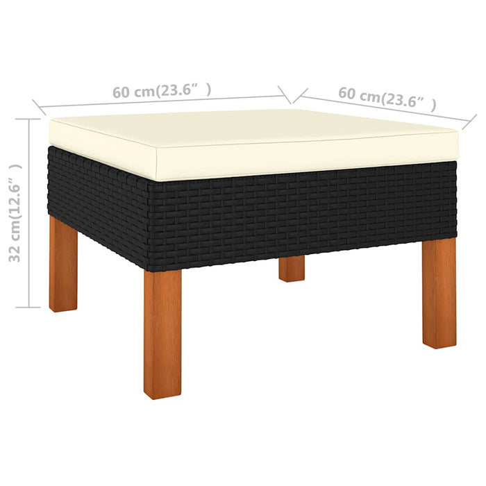 Set mobilier grădină, 6 piese, negru, poliratan/lemn eucalipt - WALTI WALTI