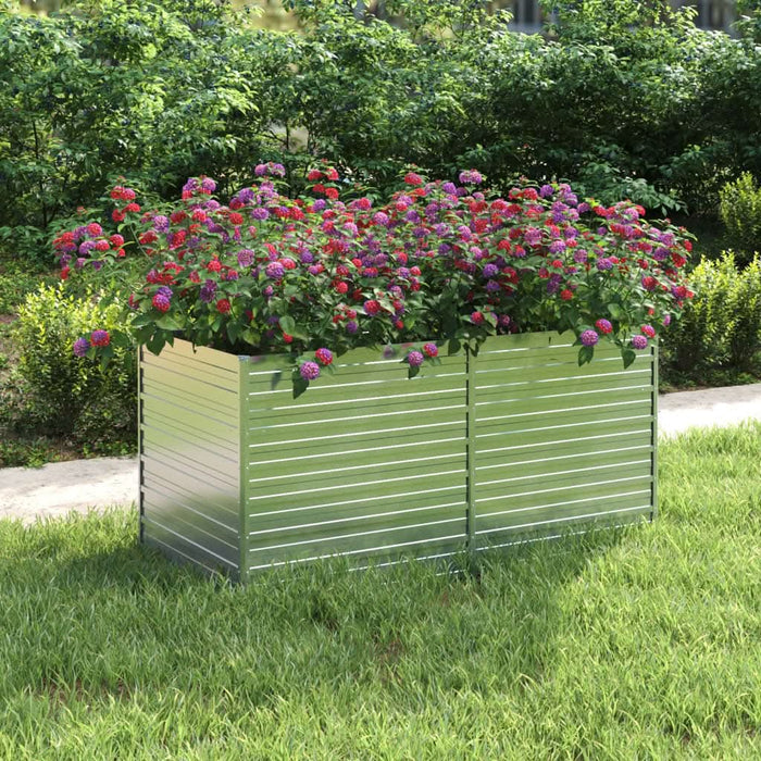 Strat înălțat de grădină argintiu 160x80x77 cm oțel galvanizat - WALTI WALTI